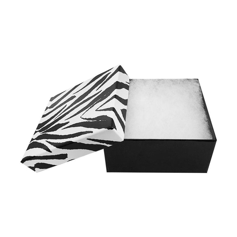 10 Pc 3-3/4'' x 3-3/4'' x 2'' Gift Boxes Jewelry Zebra Animal Print Cotton Filled Batting
