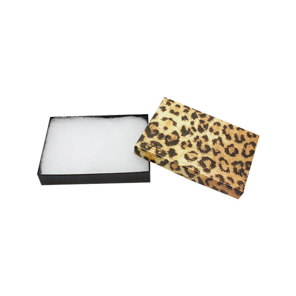 10 PC 5-3/8" x 3-7/8" Gift Boxes Jewelry Leopard Print Cotton Filled Batting Cardboard Box