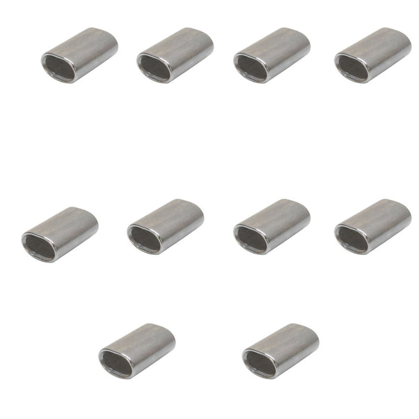 10 Pc Chamfer 1/8" Marine Stainless Steel Wire Rope Oval Sleeve Sleeves Crimping SS316