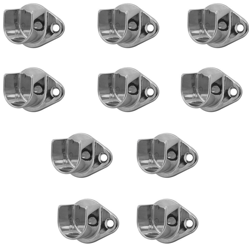 10 Pc Chrome Finish 1-1/16'' Tubing U Flange Half Round Wall Flanges Retail Fixture Hanger