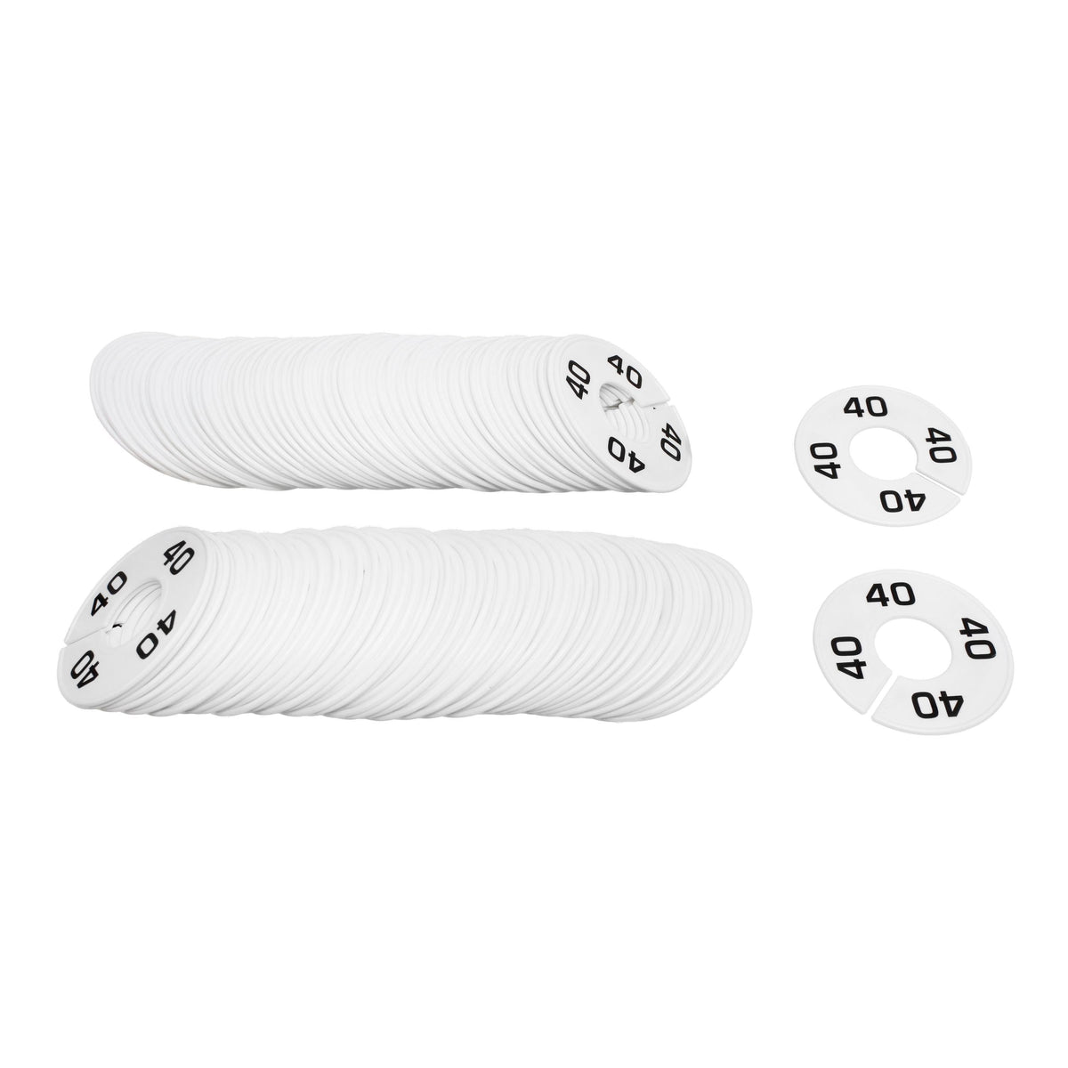 10 PCS WHITE 3-1/2" Round Plastic SIZE 40 Dividers Hangers Retail Clothing Rack