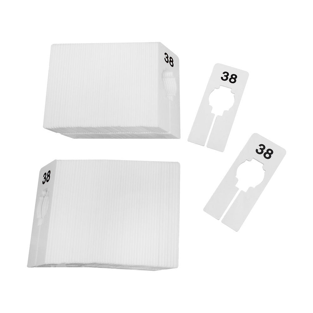 10 PCS WHITE Rectangular Plastic SIZE 38 Dividers Hangers Retail Clothing Rack 2" x 5"