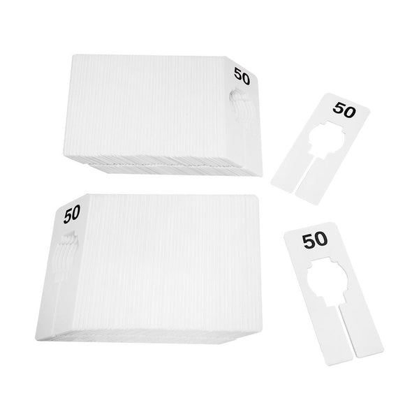 10 PCS WHITE Rectangular Plastic SIZE 50 Dividers Hangers Retail Clothing Rack  2" x 5"