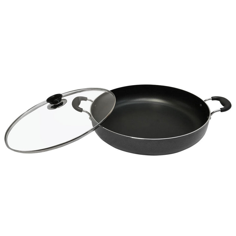 10" Aluminum Low Pot 4 Qt Cookware Deep Cooking Non Stick Coating Wide Wok Style