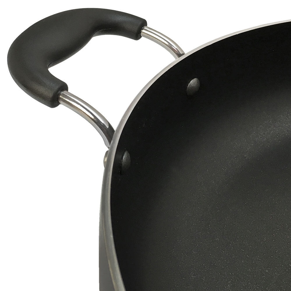10" Aluminum Low Pot 4 Qt Cookware Deep Cooking Non Stick Coating Wide Wok Style