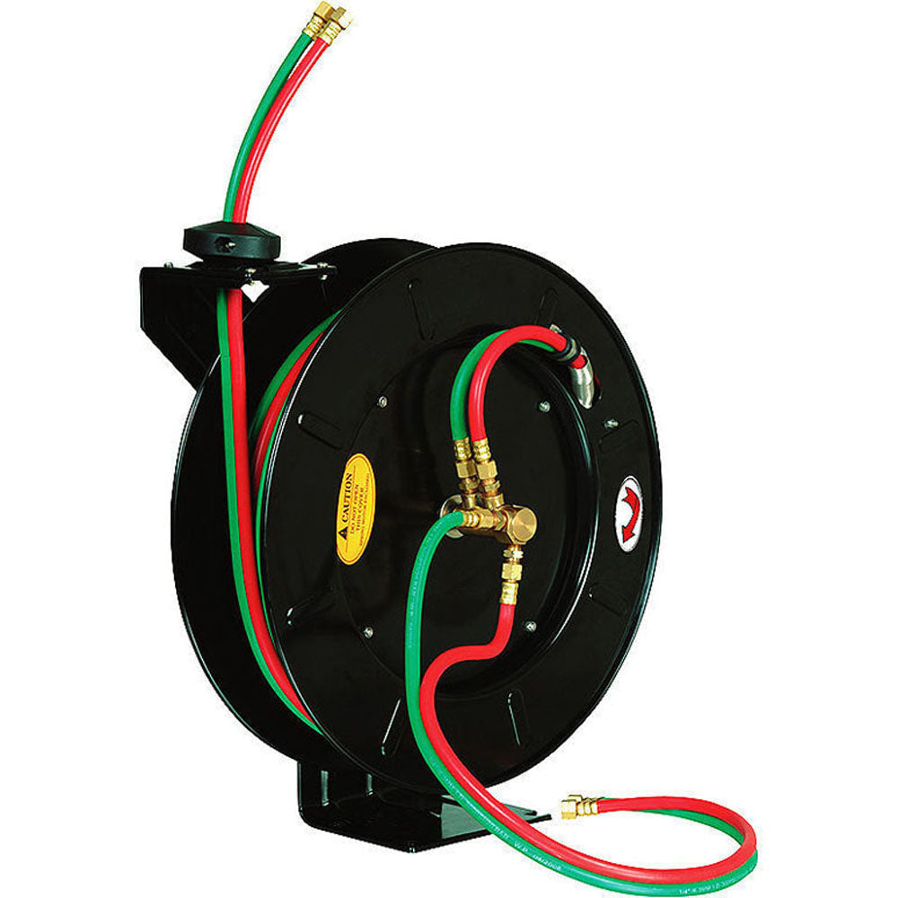 100 FT x 1/4'' Retractable Welding Hose Reel Oxygen Acetylene Mig Wall Mount