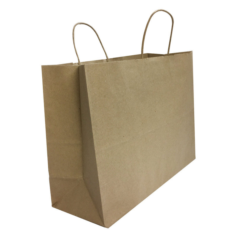 100 PC 16" Vogue Shopping Bags Brown Kraft Paper Recycled Retail Supplies