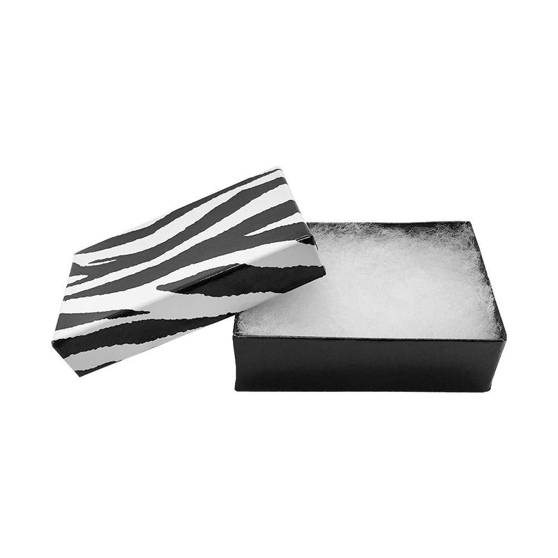 100 Pc 3-1/4'' x 2-1/4'' x 1'' Gift Boxes Jewelry Zebra Animal Print Cotton Filled Batting