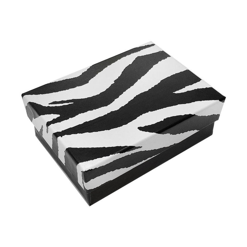 100 Pc 3-1/4'' x 2-1/4'' x 1'' Gift Boxes Jewelry Zebra Animal Print Cotton Filled Batting