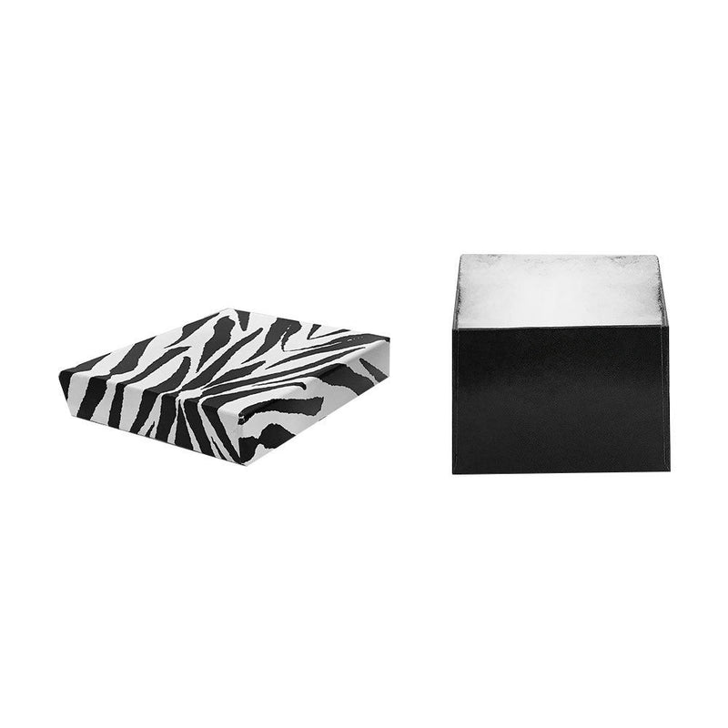 100 Pc 3-3/4'' x 3-3/4'' x 2'' Gift Boxes Jewelry Zebra Animal Print Cotton Filled Batting