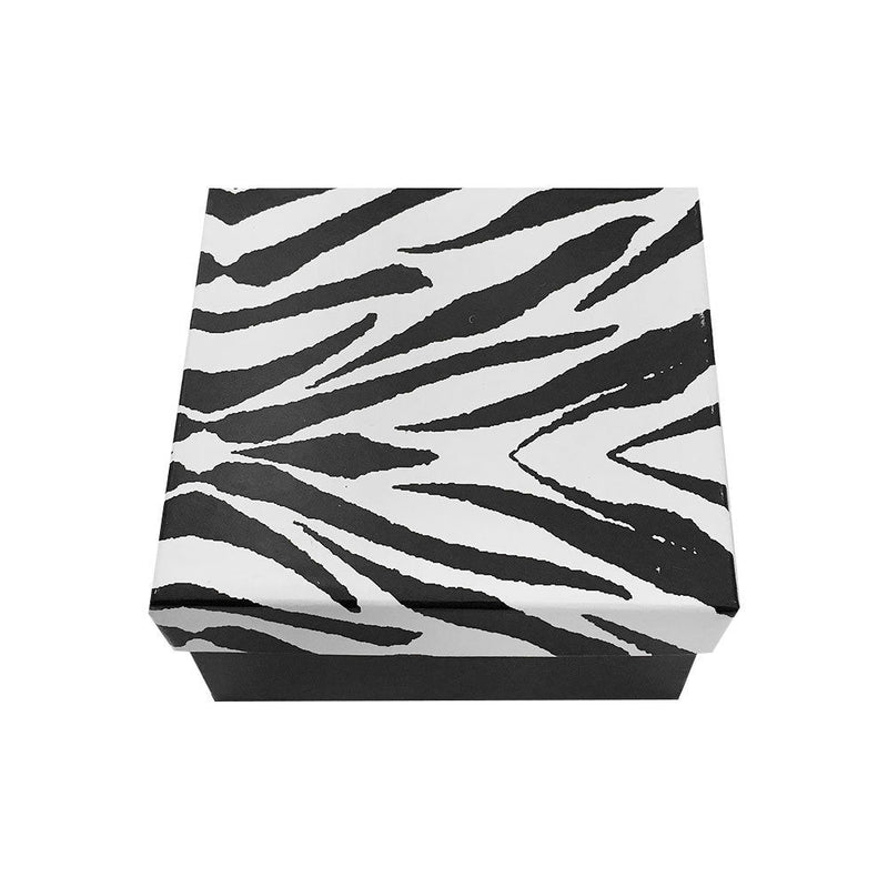 100 Pc 3-3/4'' x 3-3/4'' x 2'' Gift Boxes Jewelry Zebra Animal Print Cotton Filled Batting