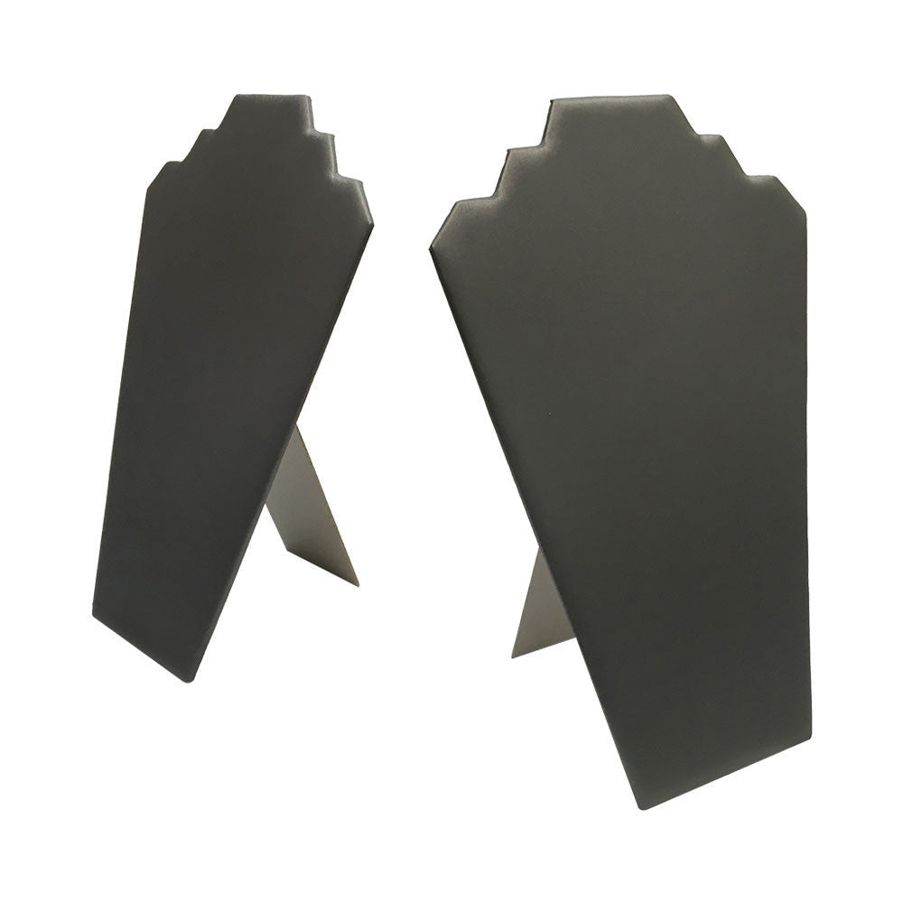 12-1/2'' High Slate Gray Leatherette Necklace Pad with Easel Jewelry Display Fixture Retail Showcase