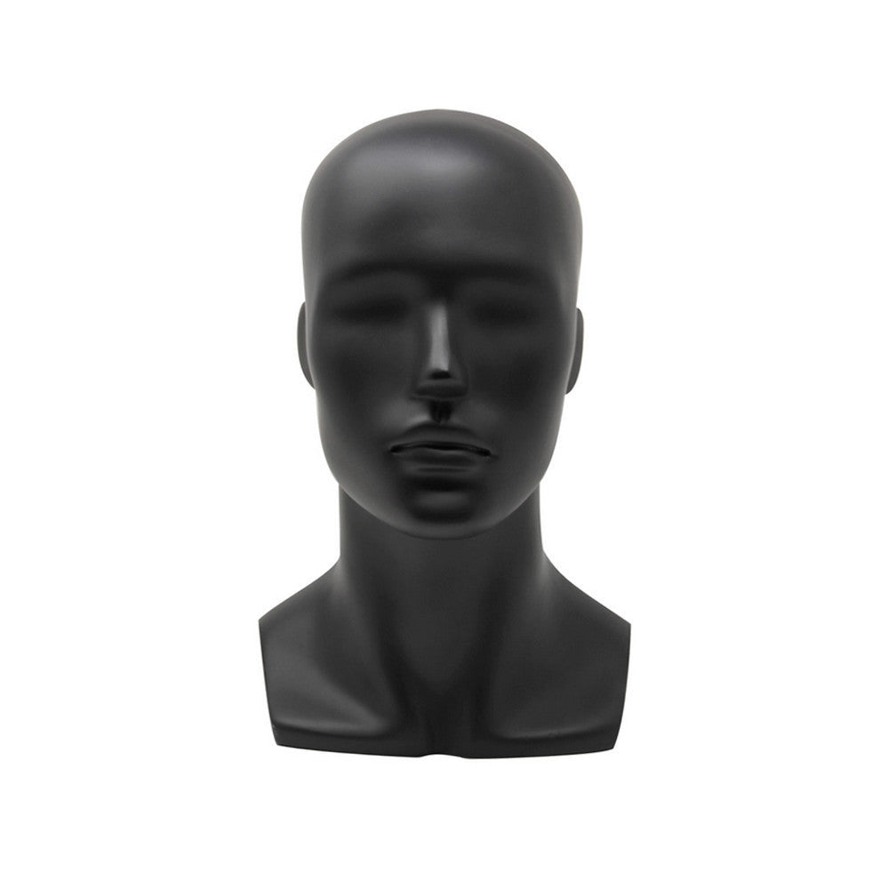 13''H Matte Black Fiberglass Male Head Mannequin Retail Display Fixture