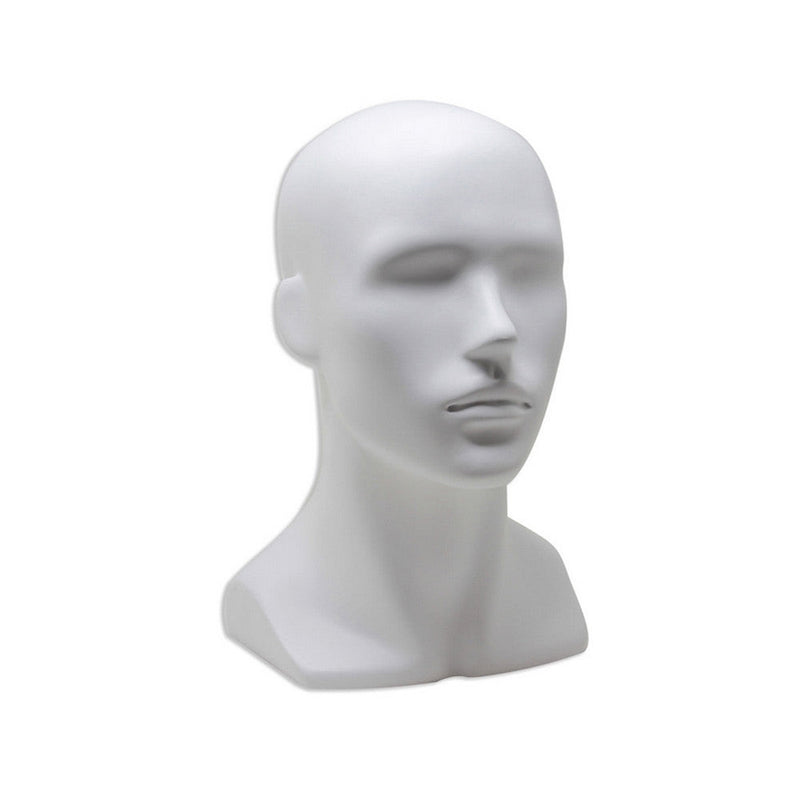 13''H Matte White Fiberglass Male Head Mannequin Retail Display Fixture