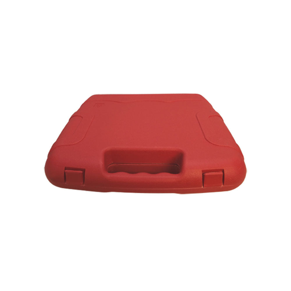 Red storage case containing 14 oil filter cup wrenches for 3/8” drive