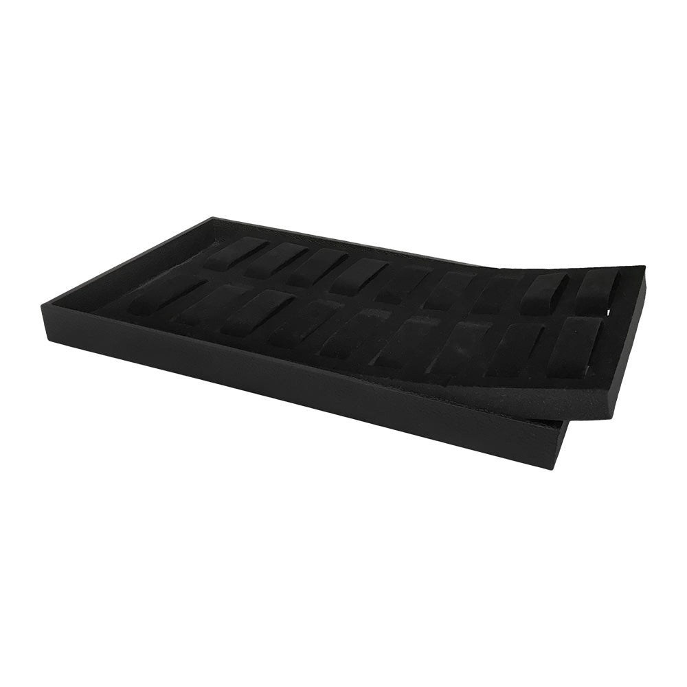 14-3/4'' x 8-1/4'' x 1-1/8'' Black Velvet 18 Slot Watch Tray Jewelry Display