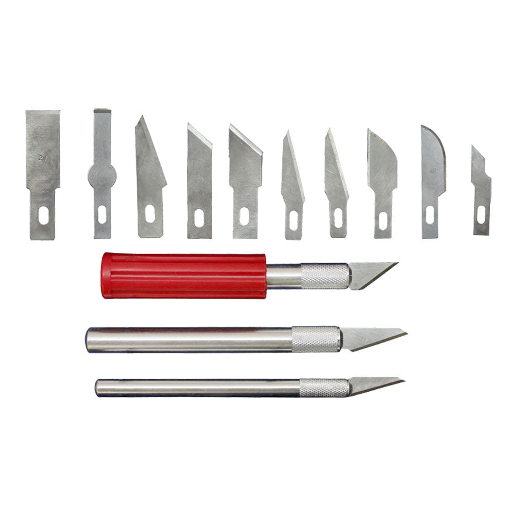 16 PC Hobby Knife Set Arts & Craft Kit Cut & Trim 3 Handles & 13 Blades