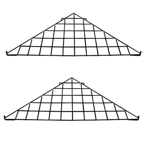 2 Pc Black Corner Triangle Wire Grid Shelf Slat Grid Panel 24'' x 24'' x 32''