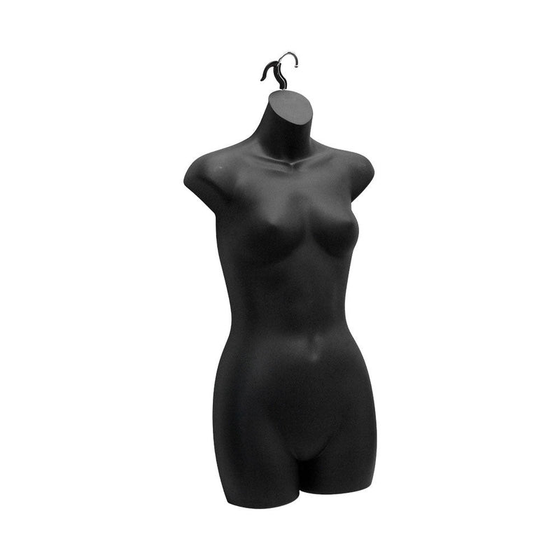 2 PC Black Plastic Mannequin Female Woman Hanging Torso Body Shape Form