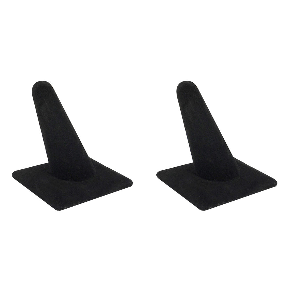 2 Pc Black Velvet Single Finger Ring Display Jewelry Showcase