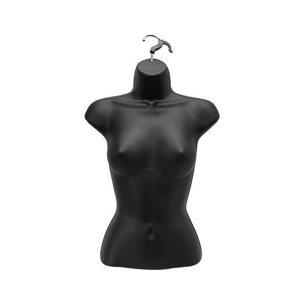 2 PC Female Torso Mannequin Display Woman Hanging Dress Body Form Black