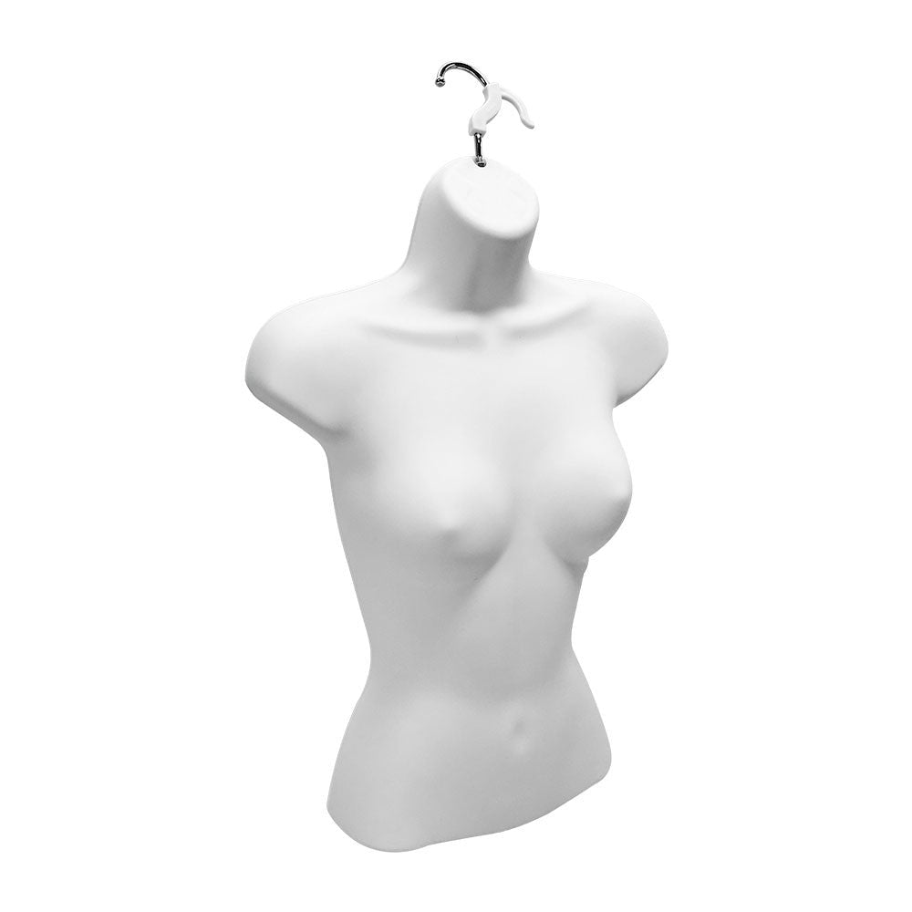 2 PC Female Torso Mannequin Display Woman Hanging Dress Body Form White