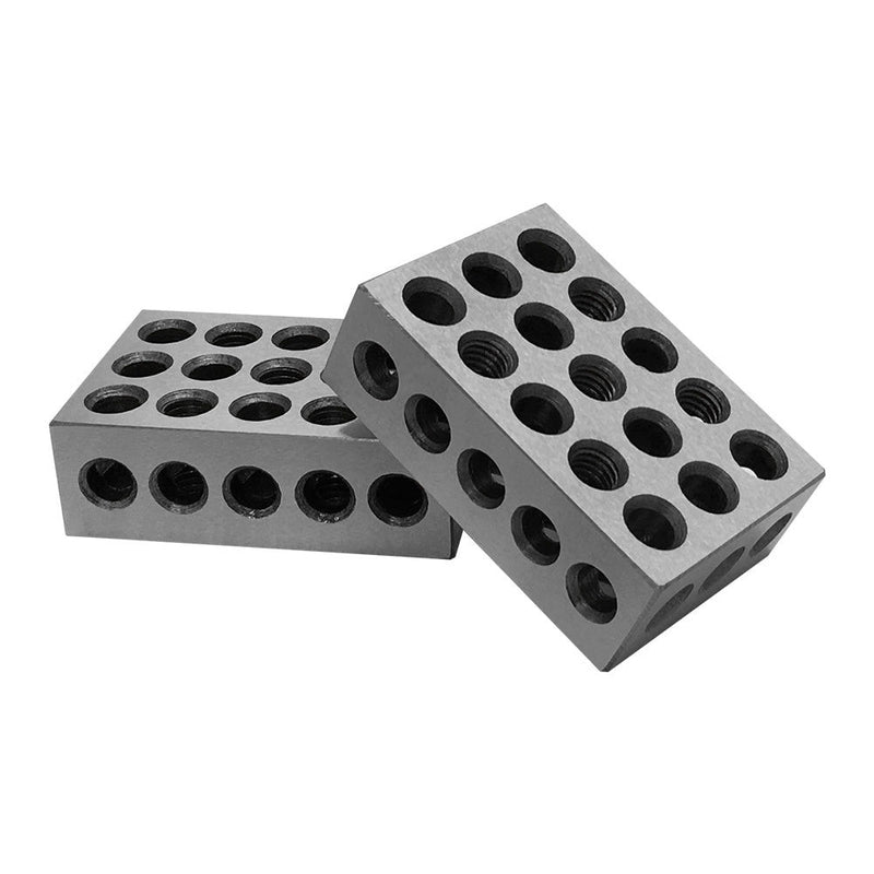 2 Pc Ultra Precision 1-2-3 Blocks .0001'' Metal Block Set Holes Milling Drilling Machining