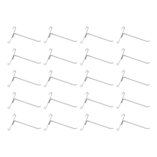 20 Pc GLOSS WHITE 6" Long Gridwall Hooks Grid Panel Display Wire Metal Hanger Retail Store