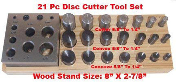 21 PC Disc Cutter Convex Concave Puncher Cutter 1-4" to 5-8"
