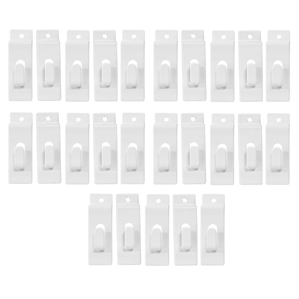 25 Pcs White Single Notch Slatwall Hook Hooks Retail Display Metal Picture Hanger