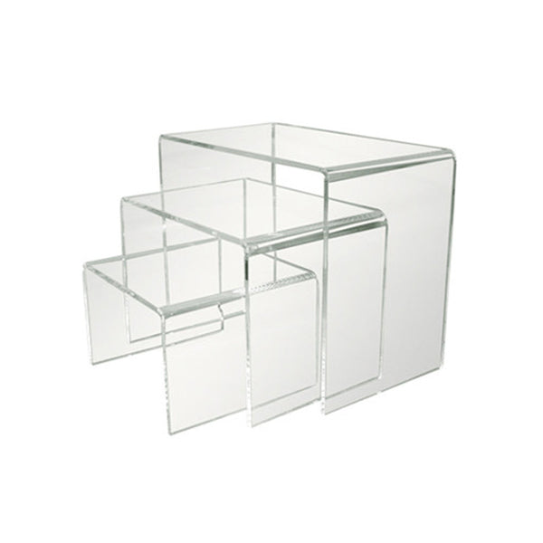 3 Pc 6" 8" 10"H Lucite Clear Acrylic U Cubes Riser Nester Retail Store Display