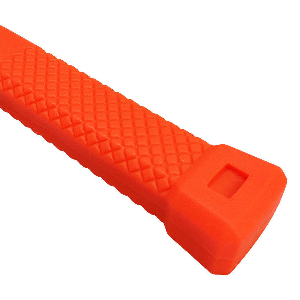 Bright orange non-marring rubber mallet with textured handle and solid soft face head.4lb dead blow rubber mallet hammer with bright orange non-marring coating and textured grip handle.