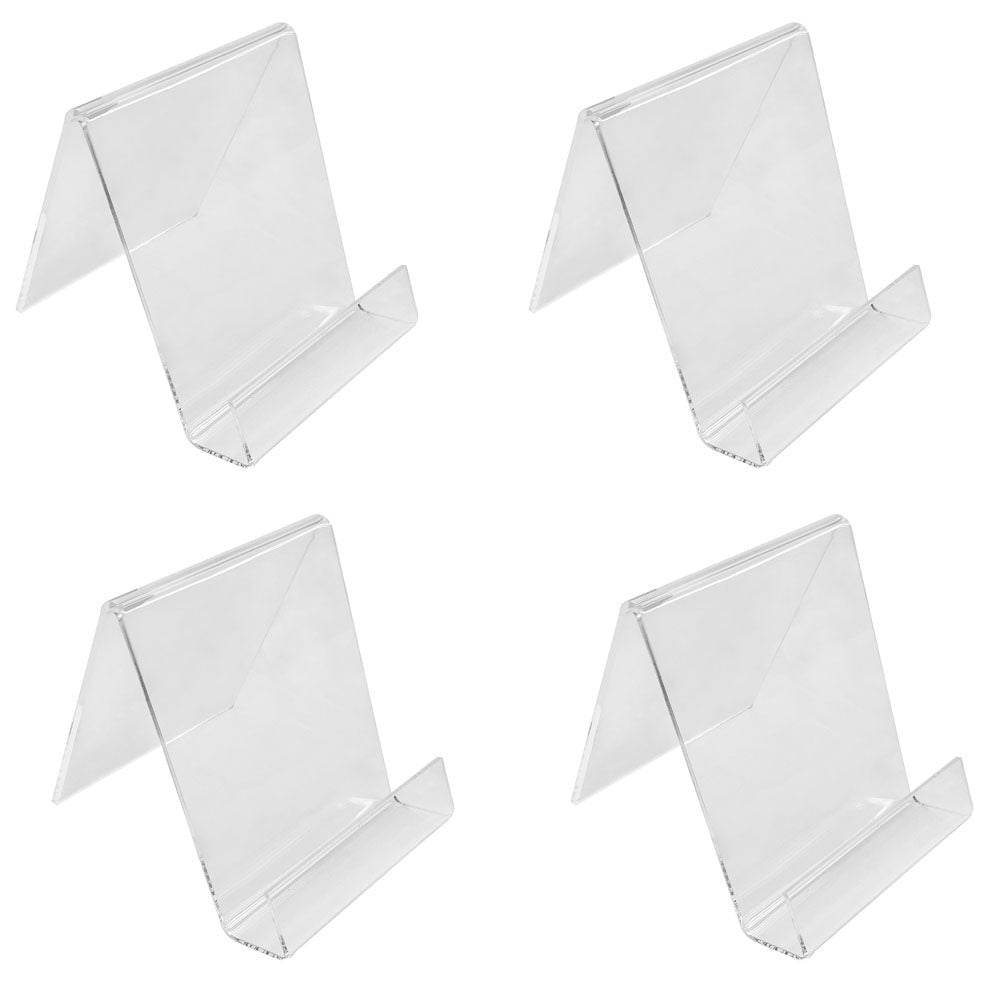 4 Pc 4-1/2''H Clear Acrylic Book Clutch Bag Easel Literature Holder Rack Stand Display Fixture