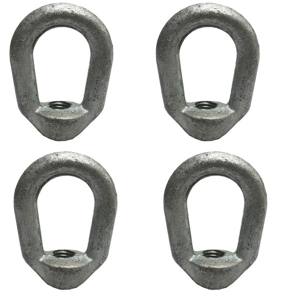 4 Pc 5/8" X 3/4"-10 Threaded Hot Dipped Galvanized Forged Eye Nut 5,200 Lb Cap Working Load