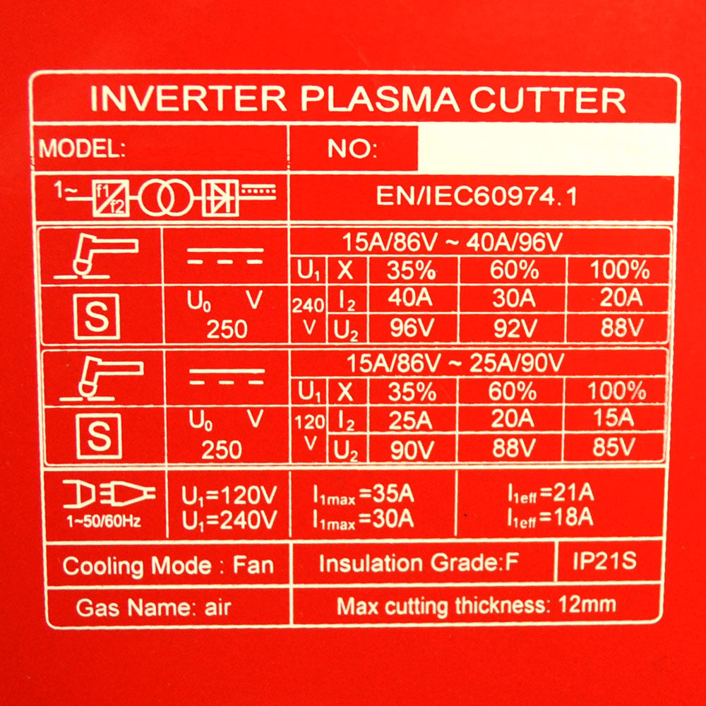 40 Amp Plasma Cutter, IGBT Air Inverter, Dual Voltage 120/240V, 12mm Max Cutting Thickness Portable Plasma Cutting Machine for Metal & Welding Projects