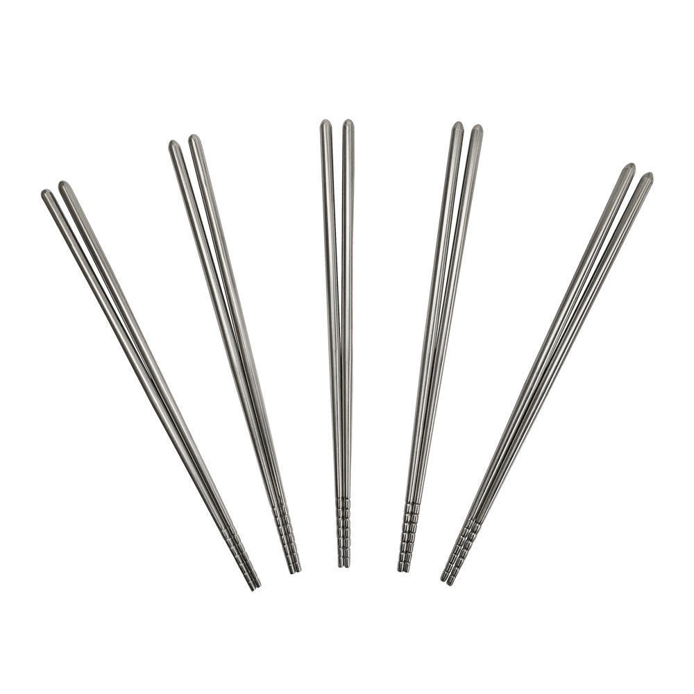 5 Pairs 9'' Reusable Stainless Steel Chopsticks