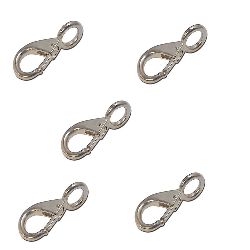 5 Pc 3/4" Stainless Steel Fixed Eye Boat Snap Hook Marine Grade 316 Size