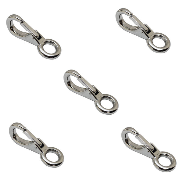 5 Pc 3/8" Stainless Steel Fixed Eye Boat Snap Hook Marine Grade 316 Size #0