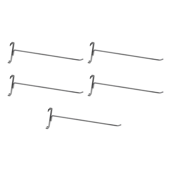 5 Pc CHROME 12" Long Gridwall Hooks Grid Panel Display Wire Metal Hanger Retail Store