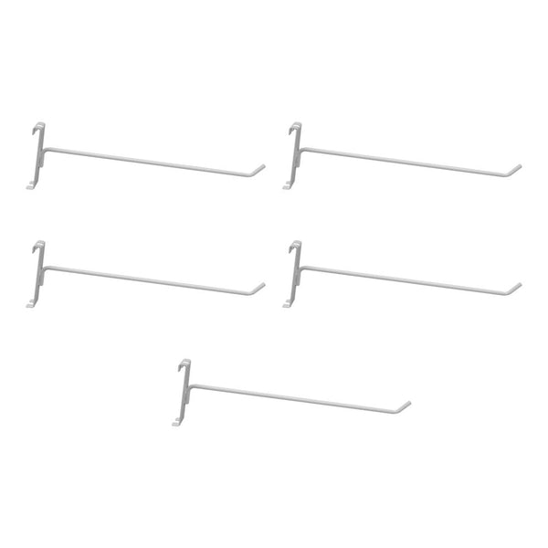 5 Pc GLOSS WHITE 12" Long Gridwall Hooks Grid Panel Display Wire Metal Hanger Retail Store