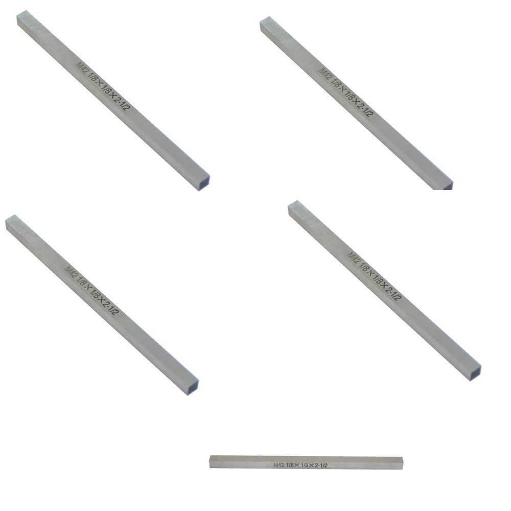 5 Pc-1/8'' x 1/8'' x 2-1/2'' M42 HSS Square Tool Bit Lathe Fly Cutter Mill Blank