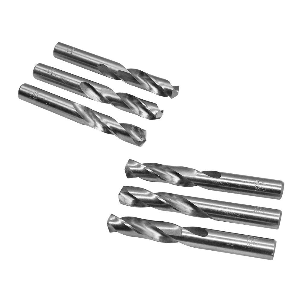 6 Pc 7.6mm HSS Screw Machine Drill Bits High Speed Steel Twist Straight Shank Flute
