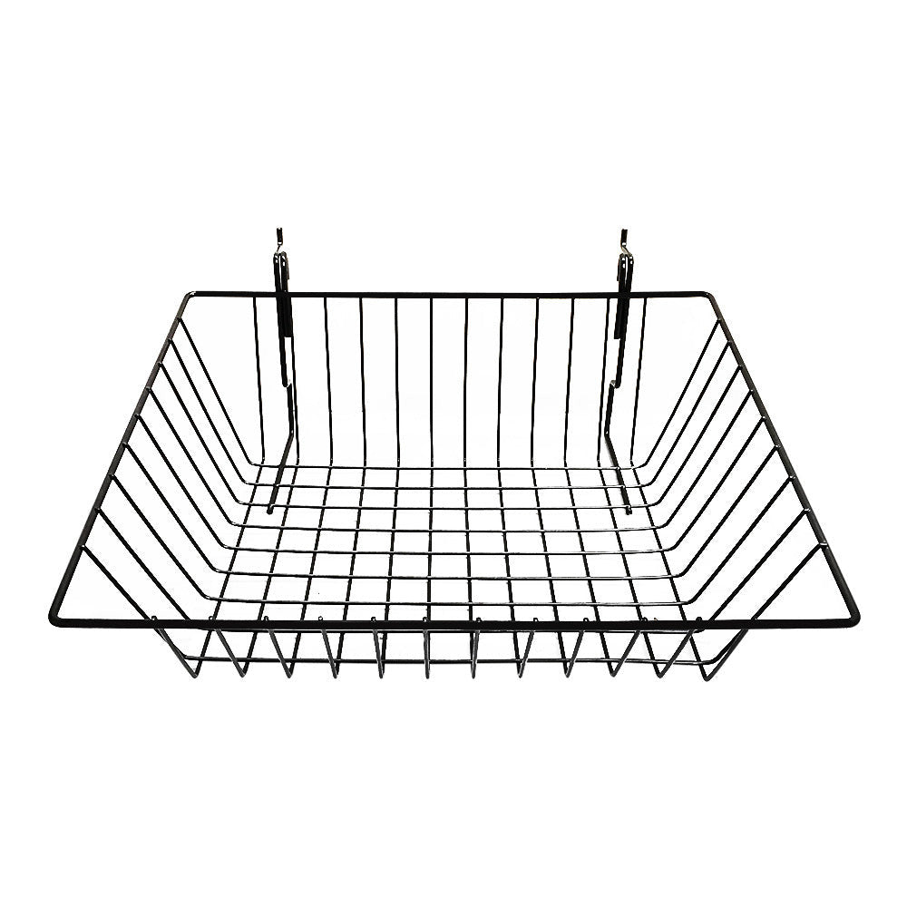 6 Pc Black 15x12x5 Slatwall Gridwall Pegboard Shallow Front Sloping Basket Display Rack Fixture