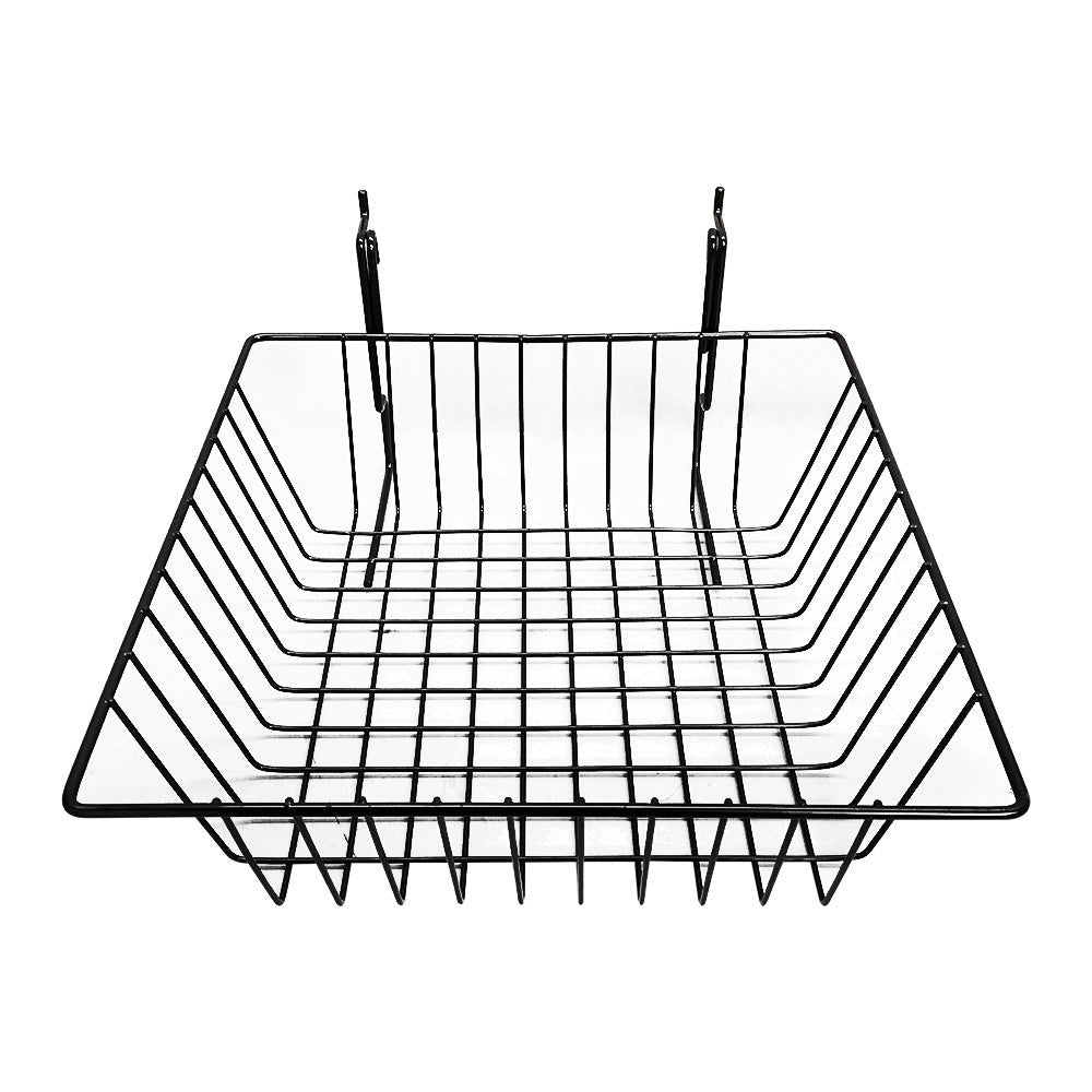 6 Pc Black Small Double Sloping Basket Slatwall Gridwall Pegboard Deep Rack Fixture