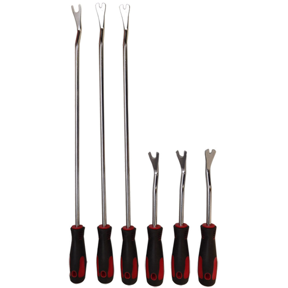 6 PC Door Panel Trim Removal Tool Set Dash Pry Bars U Notch Chrome Prying Bar