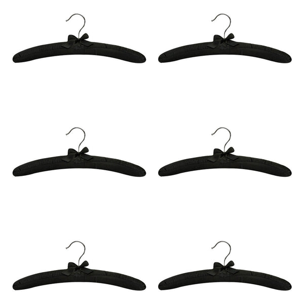 6 PCS 15" Black Satin Padded Hangers Dress Lingerie Bridal Cloth Hanging
