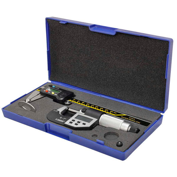 6'' IP54 150mm Digital Caliper 0-25mm Micrometer COMBO INOX Waterproof Inspection Set