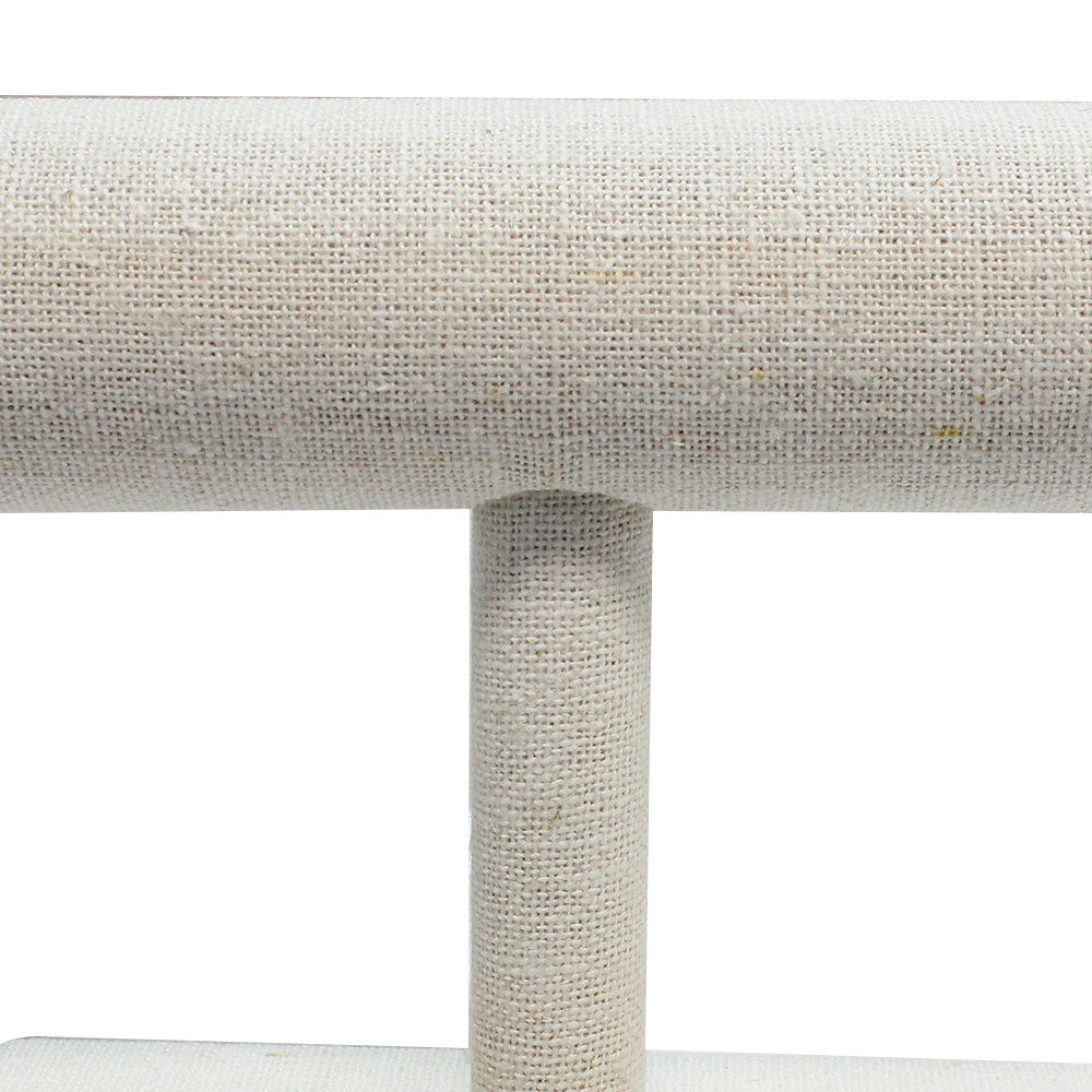 7" x 5" Beige Linen Wrapped Oval Single Round T-Bar Jewelry Display Watches Necklaces Bracelets Holder