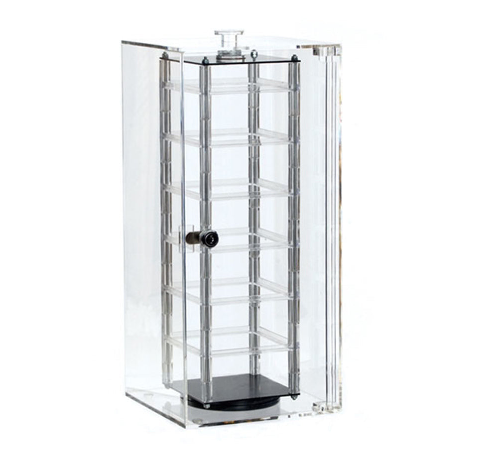 8''L x 8''W x 18-1/2''H Acrylic Revolving Locking Earring Display 2 keys Retail