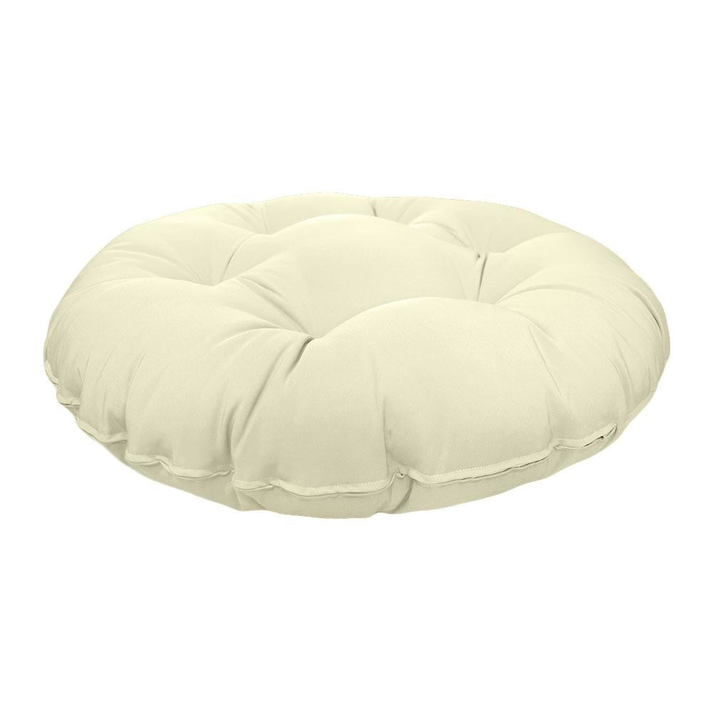 Side view of round papasan cushion, 48-inch diameter, thick padded design